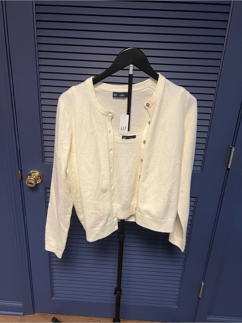 GAP Cream Crewneck Twin-set Button-Front Women’s Sweater
